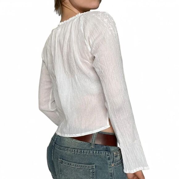 Y2K Guess Jeans Dainty White Blouse Top - Picture 3 of 7